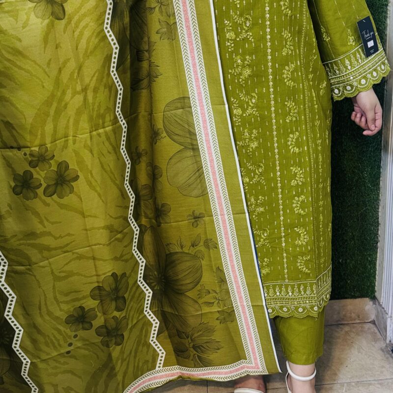 3 PC Embroidery Plain Khaddar Fabric