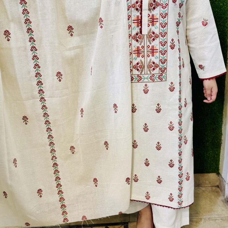 3 PC Printed Embroidery Khaddar Fabric