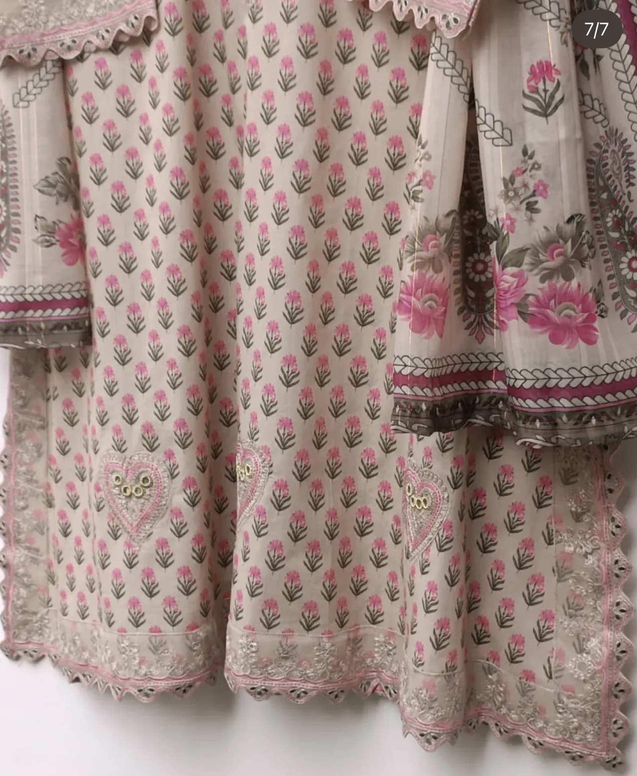 Pink Floral Embroidered 3-Piece Lawn Suit – Summer luxury collection - Image 4
