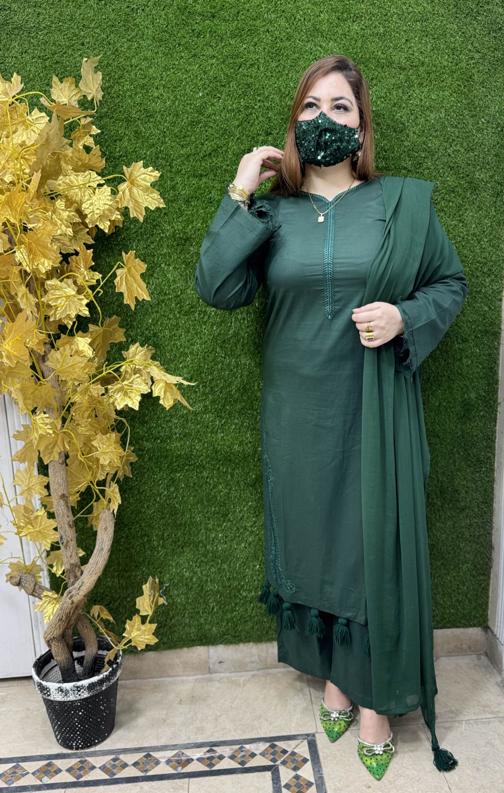 3 PC Embroidery Luxury Lawn Fabric - Image 2