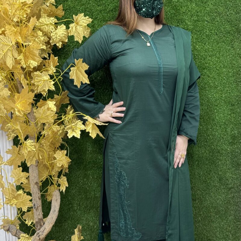 3 PC Embroidery Luxury Lawn Fabric