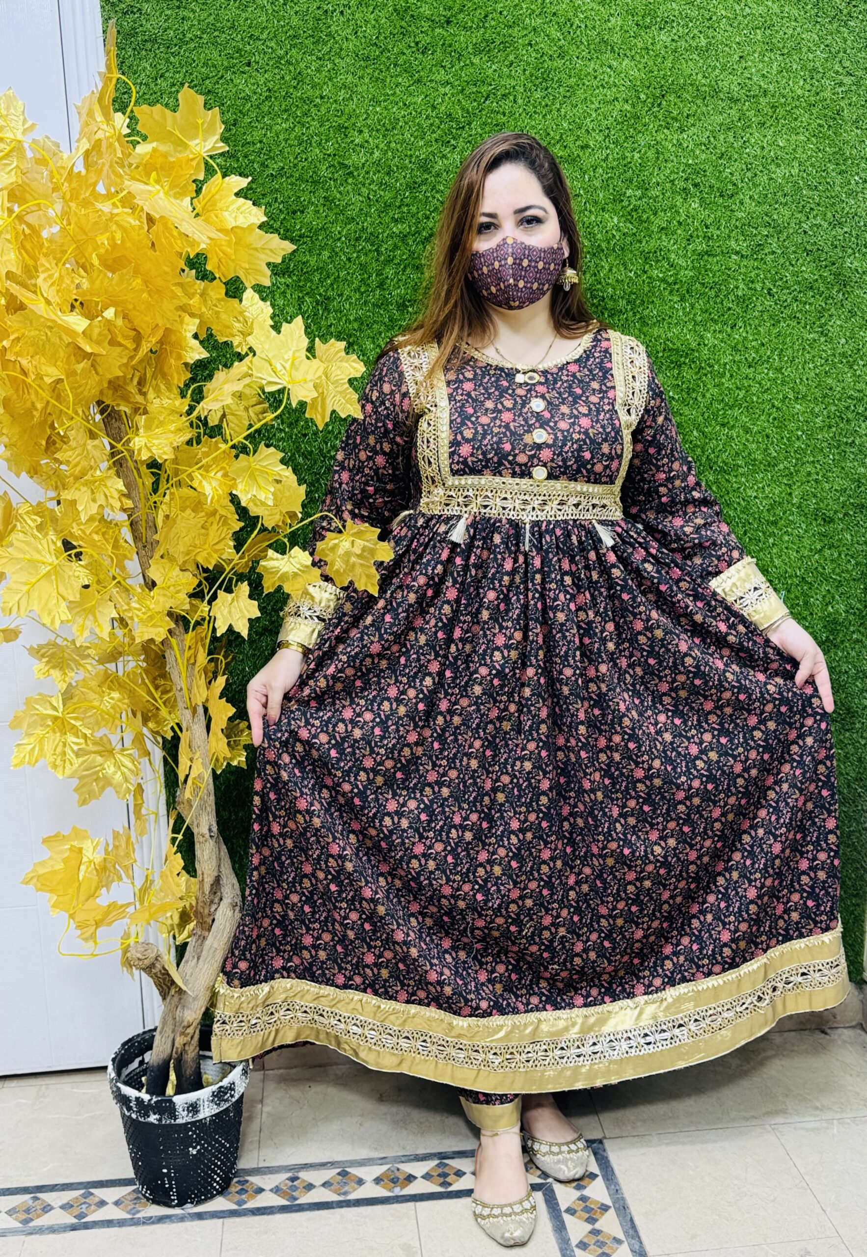 2 PC Embroidery Printed Lawn Fabric