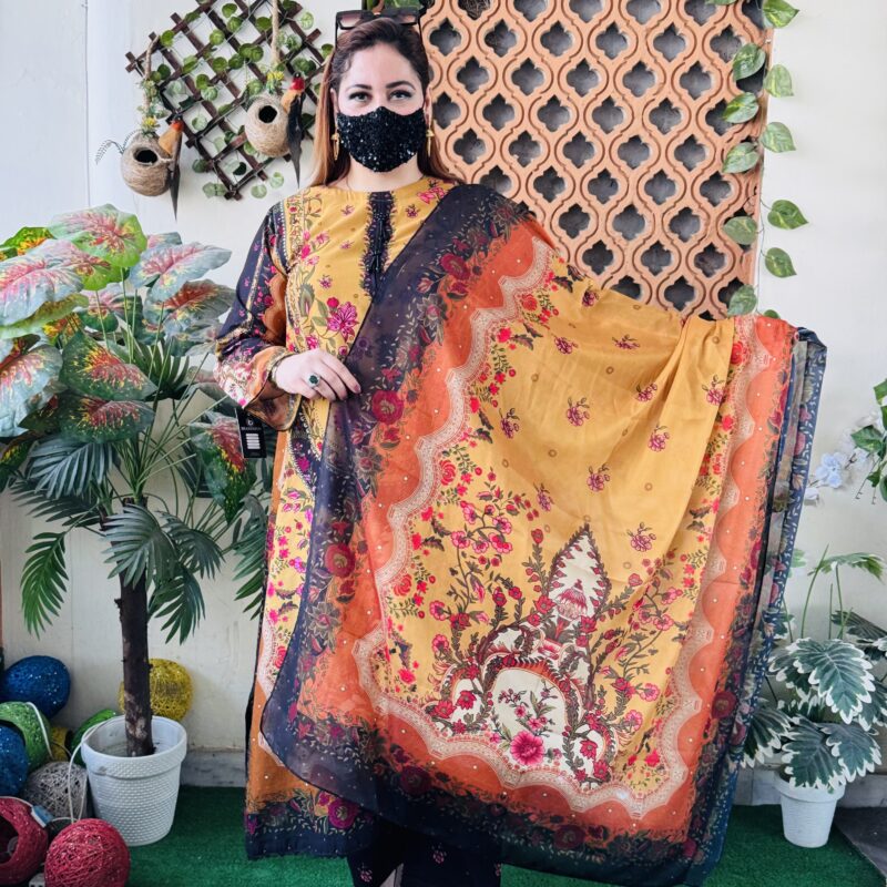 3 PC Printed Lawn Fabric