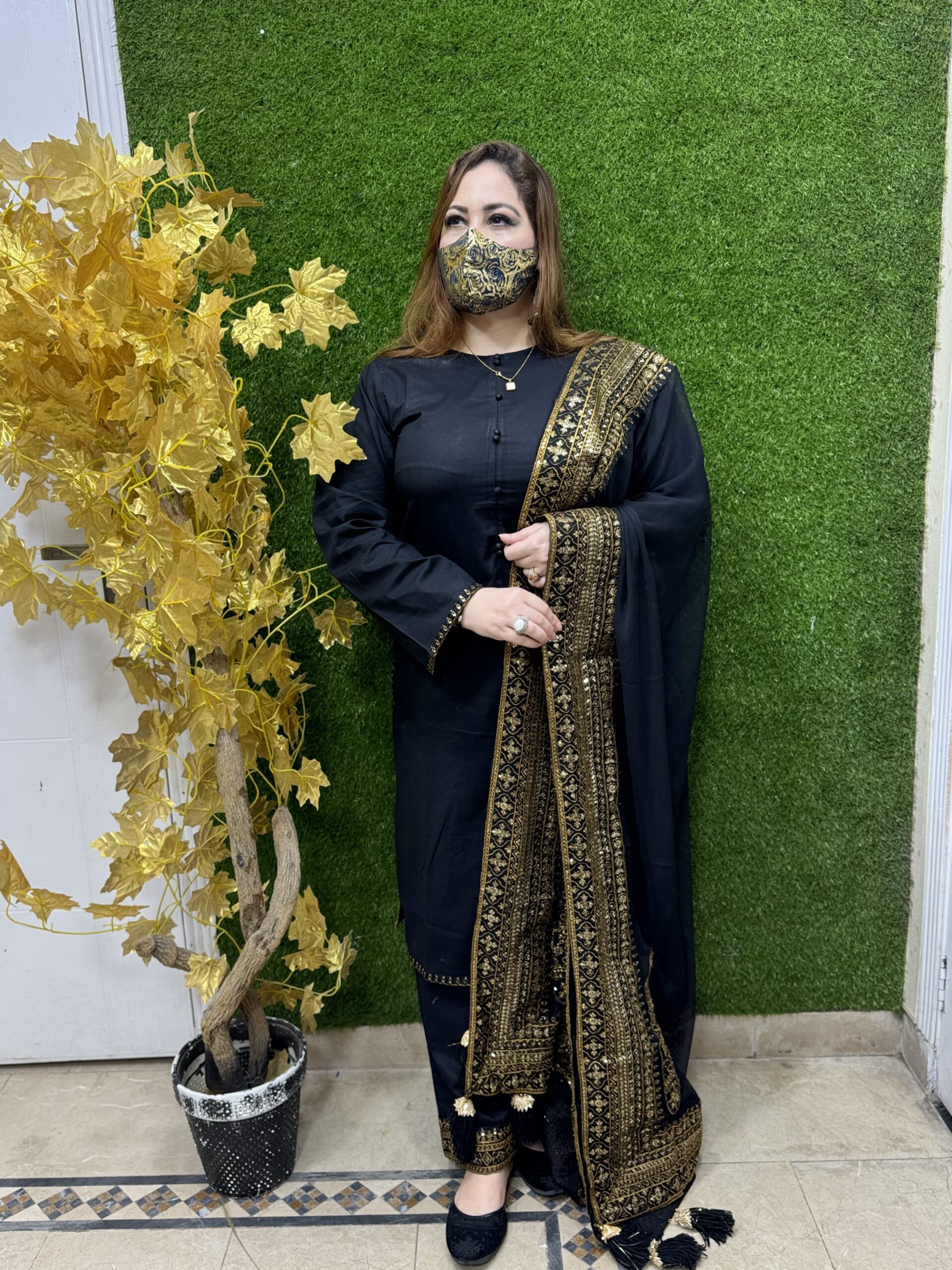 3 PC Plain Lawn Fabric Chiffon Dupatta - Image 2