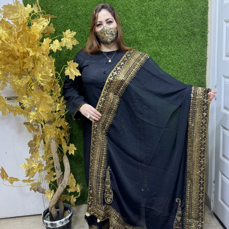 3 PC Plain Lawn Fabric Chiffon Dupatta