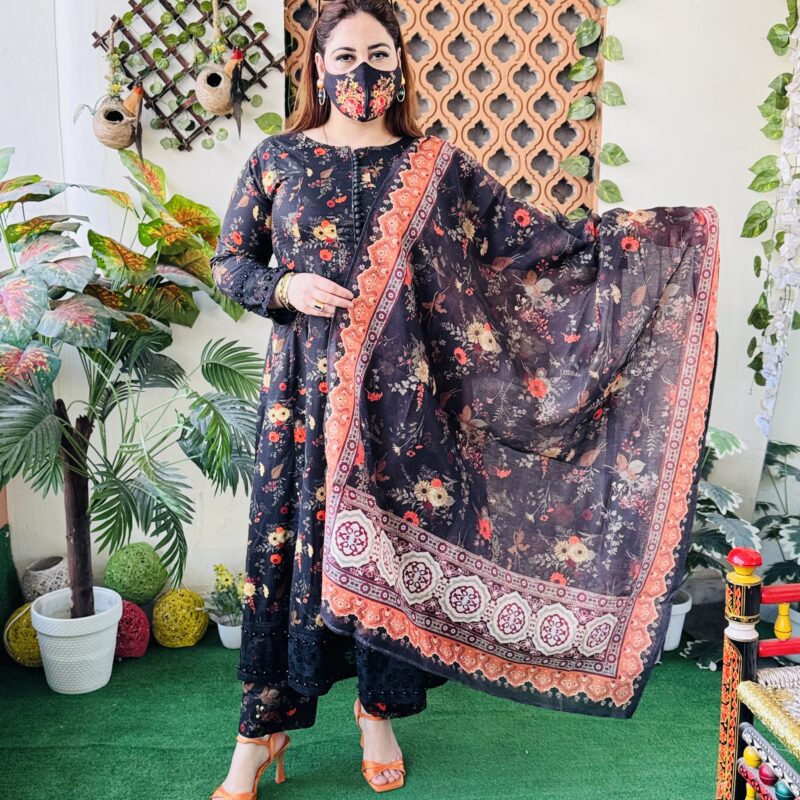 3 PC Embroidery Printed Lawn