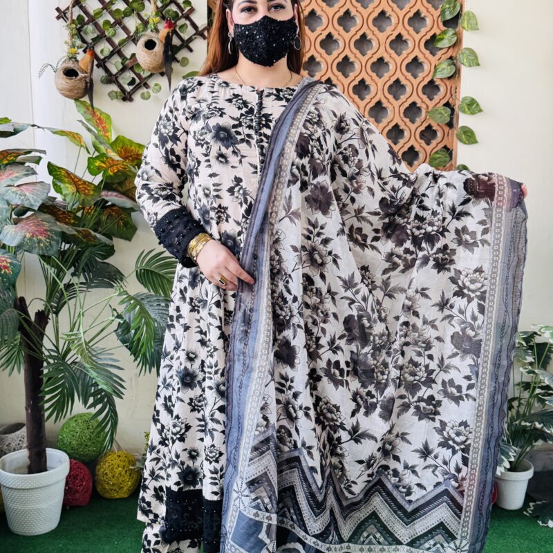 3 PC Embroidery Printed Lawn