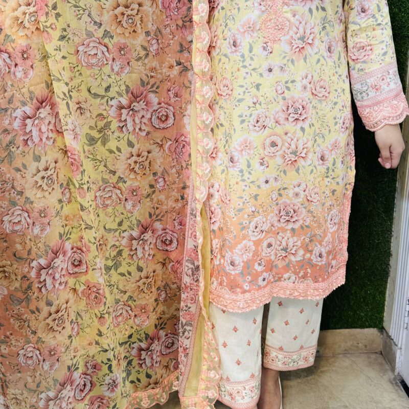 3 PC Embroidery Printed Lawn