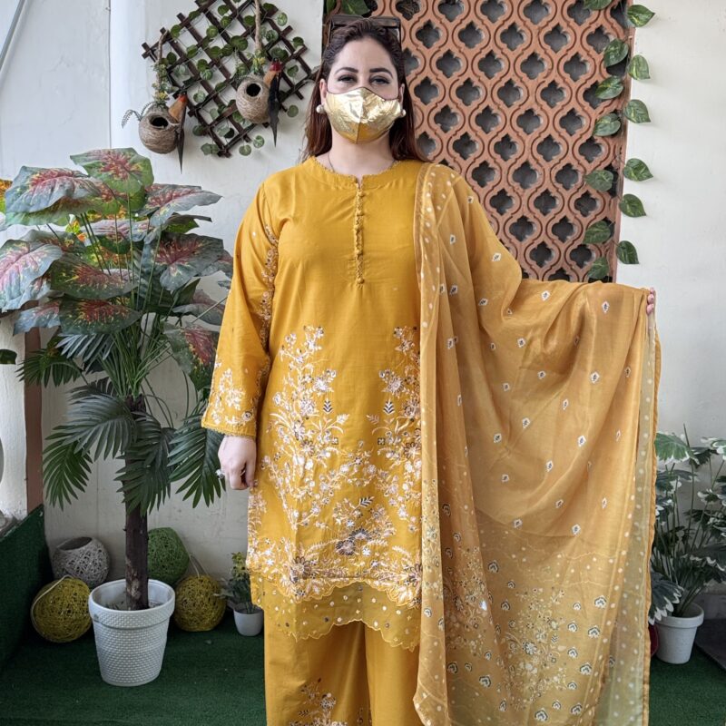 3 PC Embroidery Printed Lawn