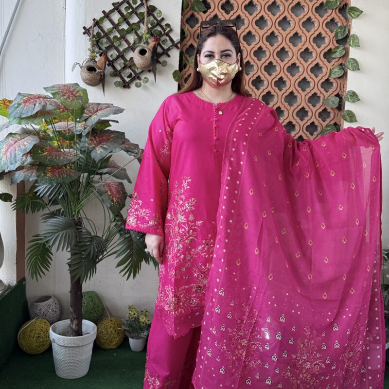 3 PC Embroidery Printed Lawn