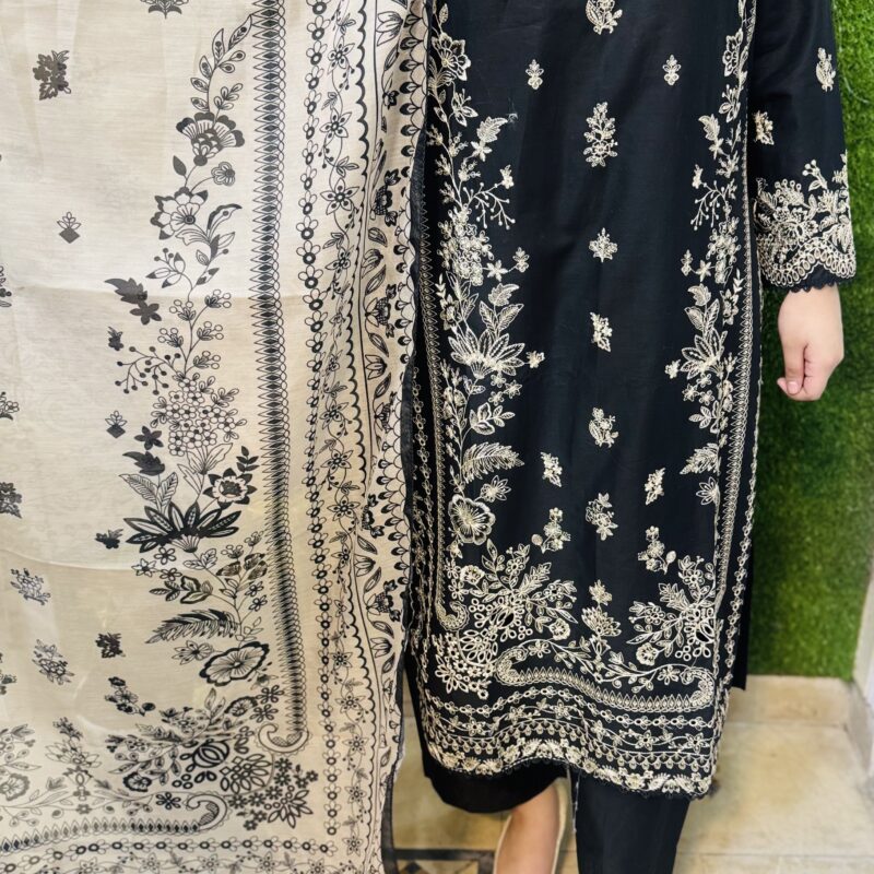 3 PC Embroidery Printed Lawn