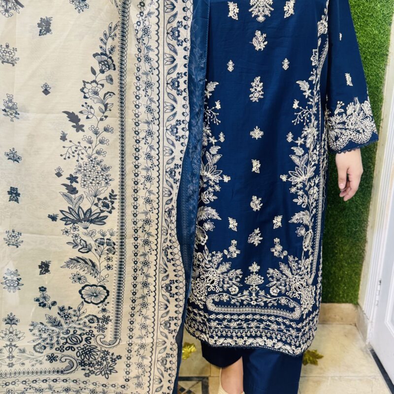 3 PC Embroidery Printed Lawn