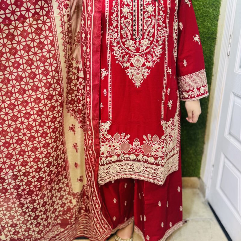 3 PC Embroidery Printed Lawn
