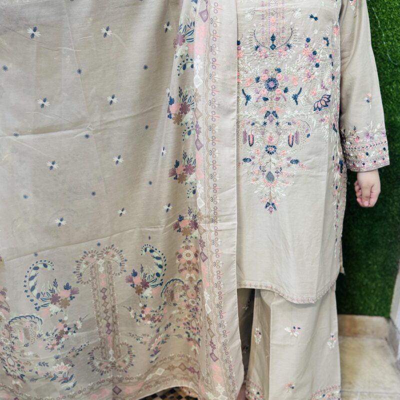 3 PC Embroidery Printed Lawn