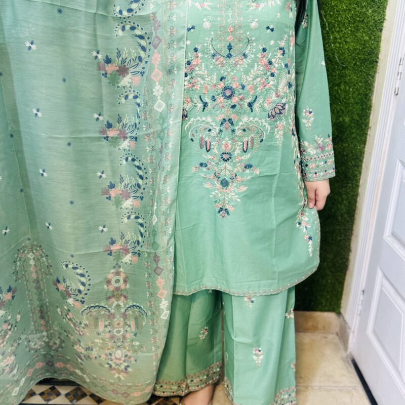 3 PC Embroidery Printed Lawn