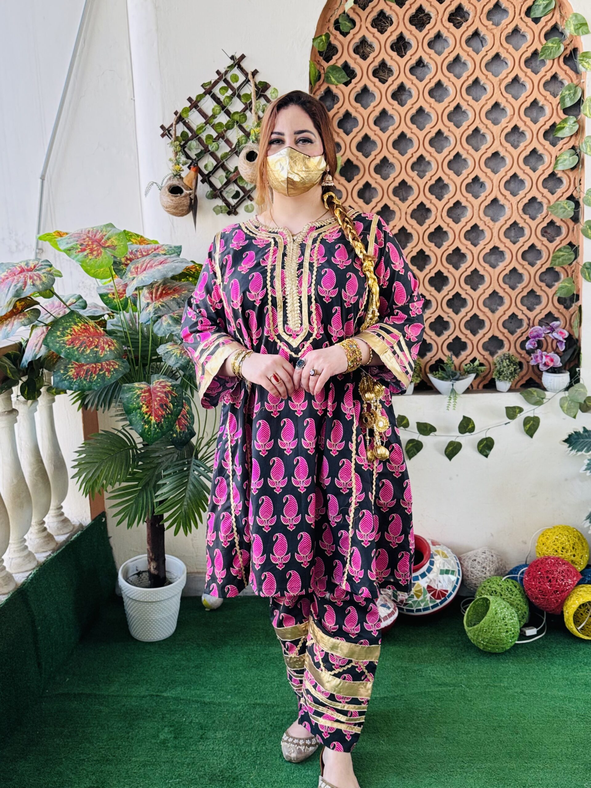 2 PC Embroidery Printed Lawn Fabric