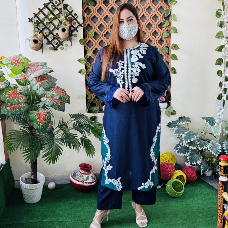 2 PC Embroidery Plain Lawn