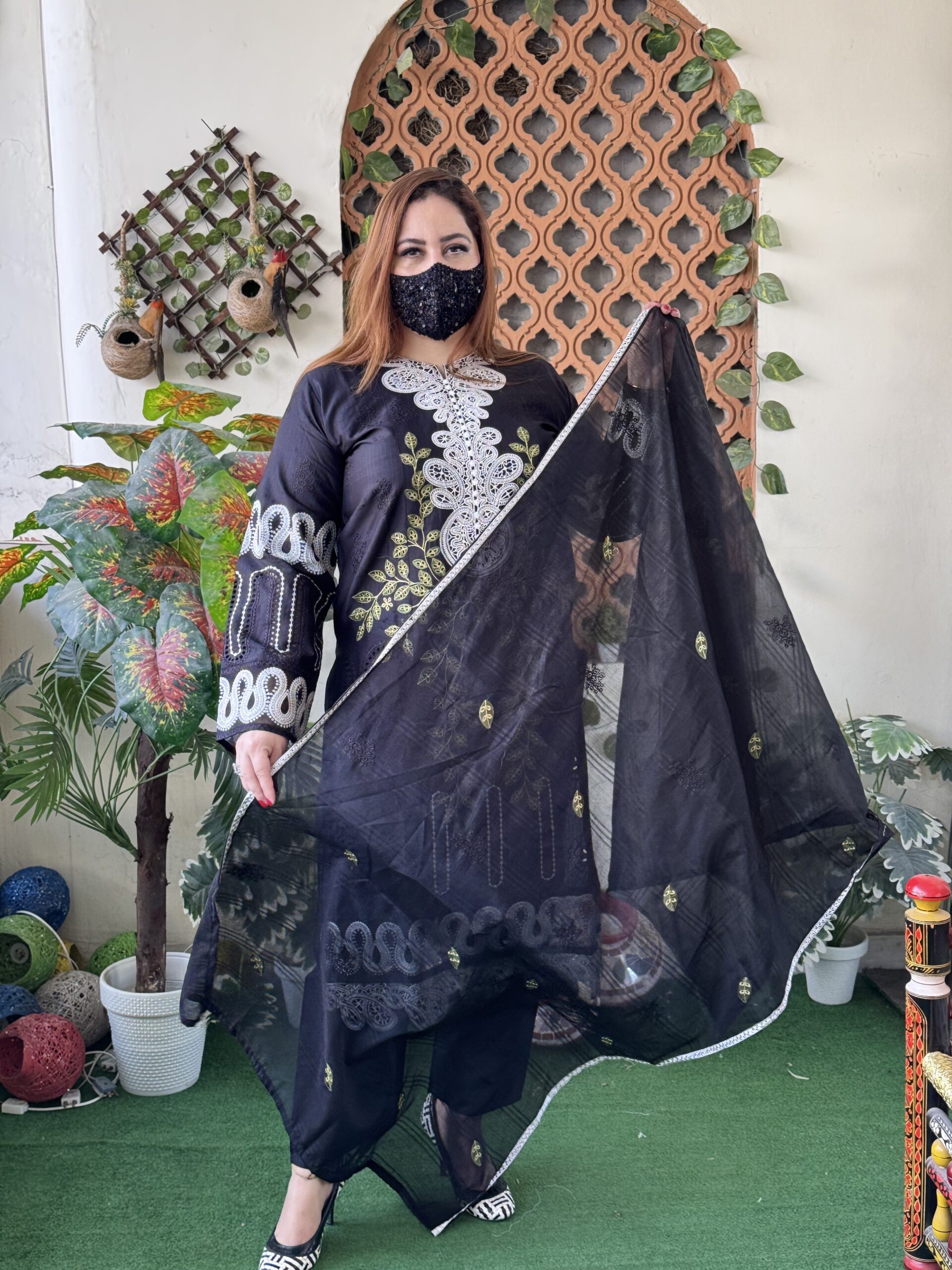 3 PC Embroidery Printed Lawn Fabric