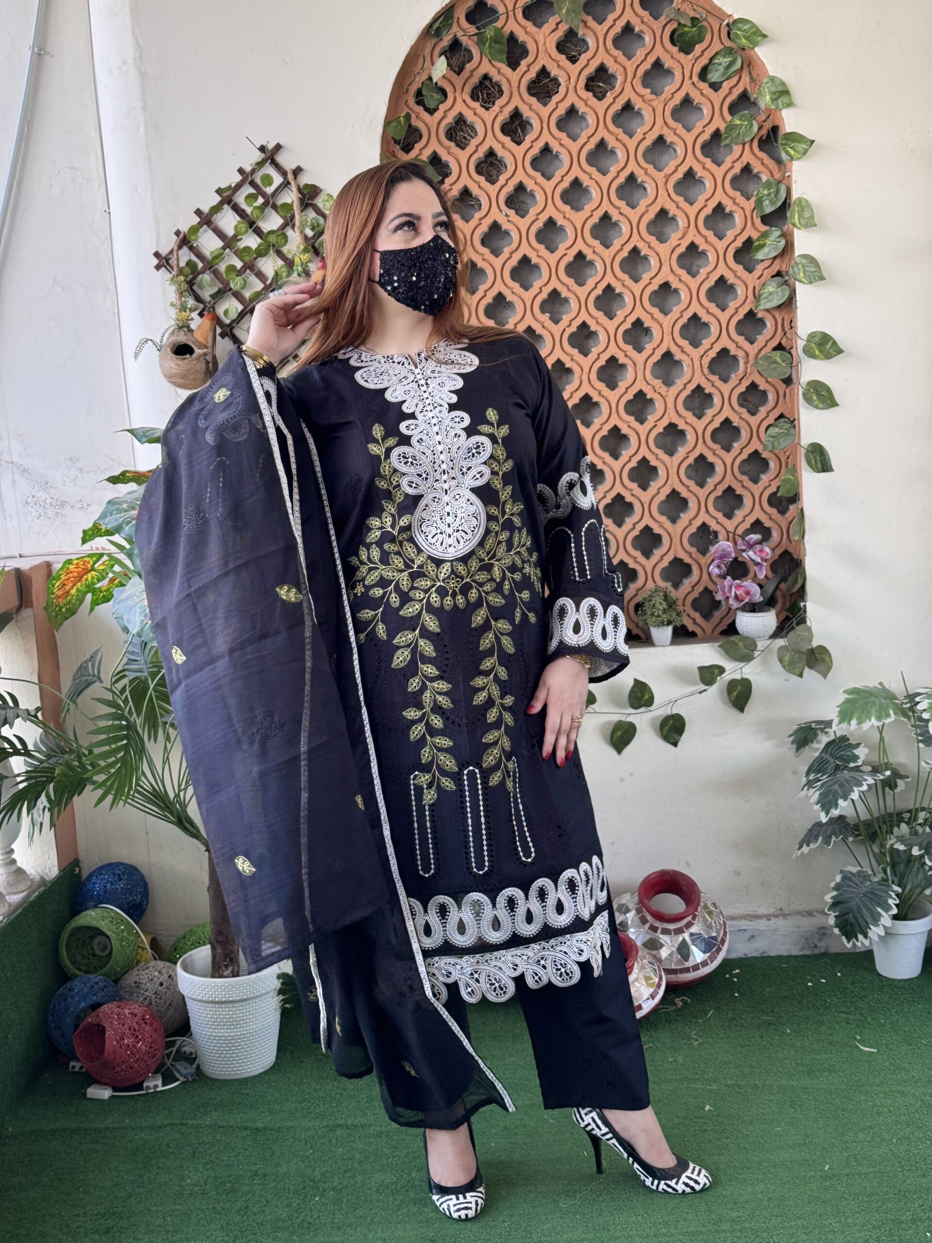 3 PC Embroidery Printed Lawn Fabric - Image 2