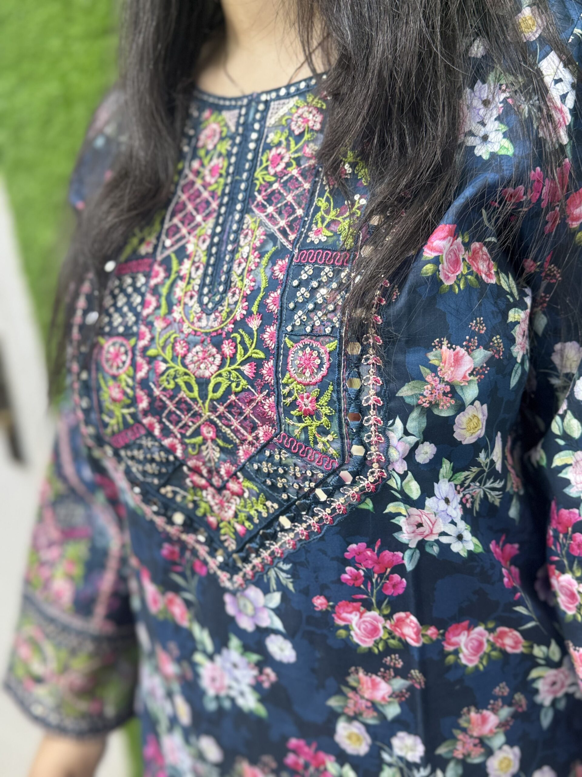 3 PC Embroidery Printed Lawn Fabric - Image 3