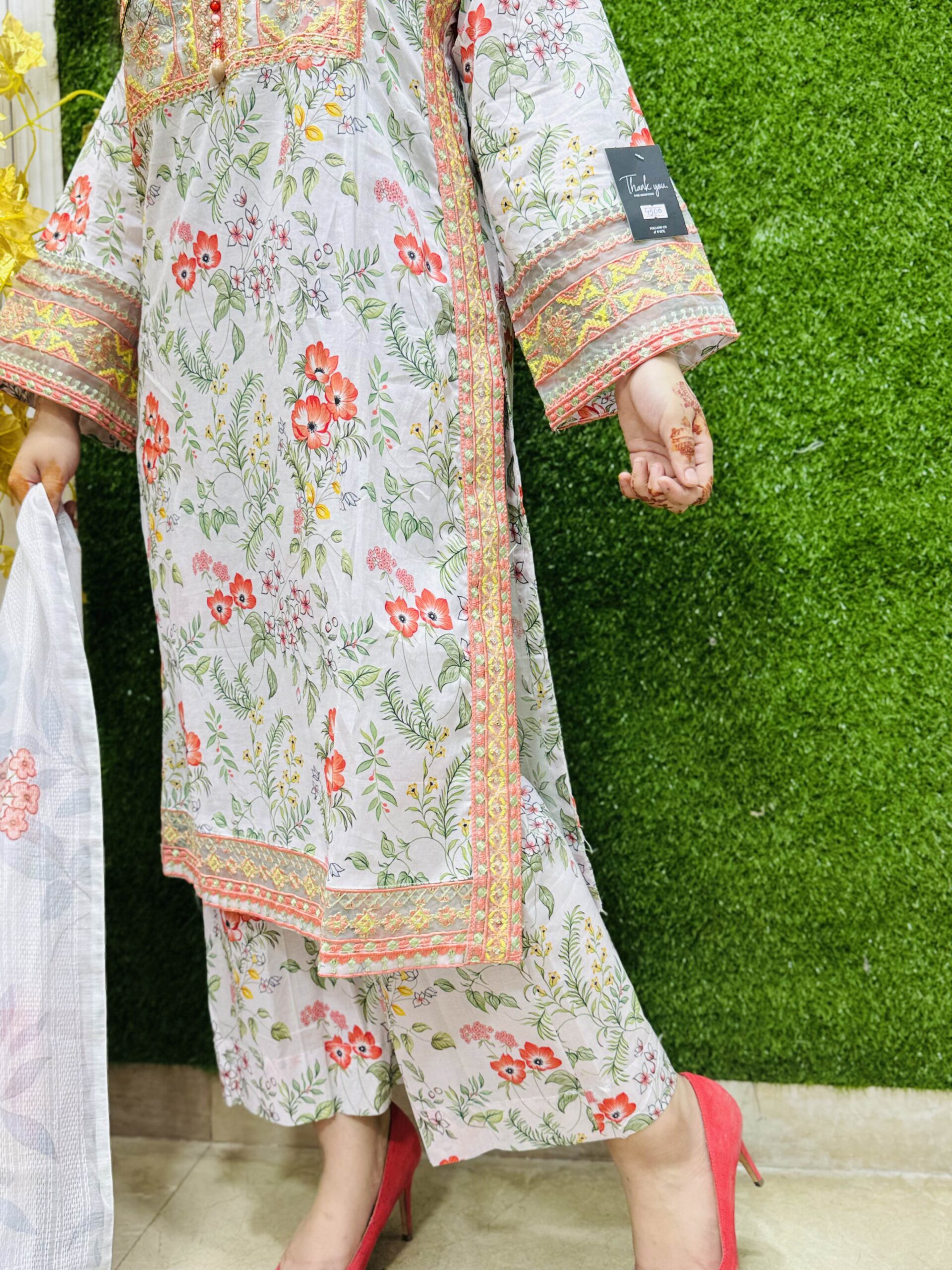 3 PC Embroidery Printed Lawn Fabric - Image 2