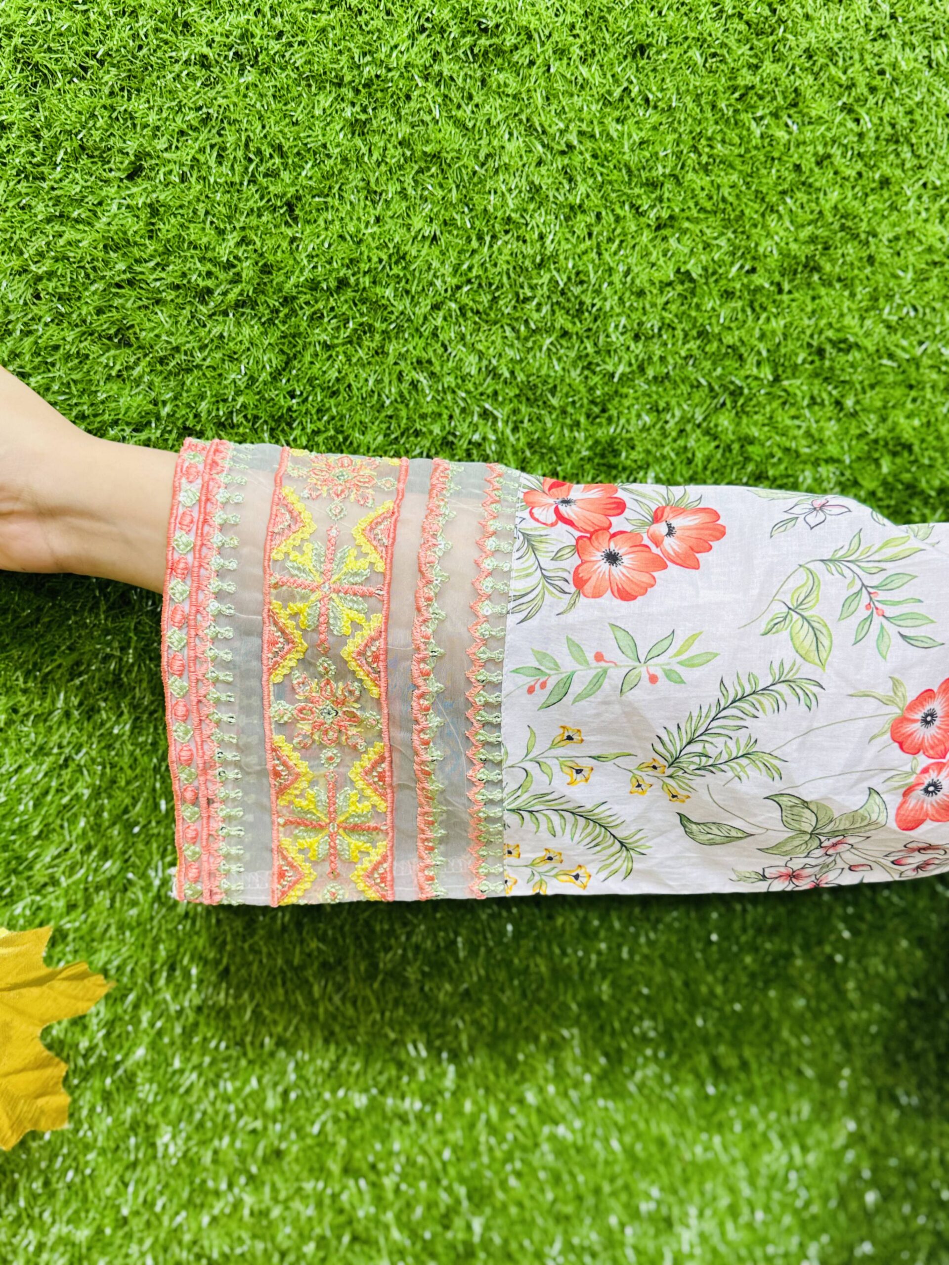 3 PC Embroidery Printed Lawn Fabric - Image 5