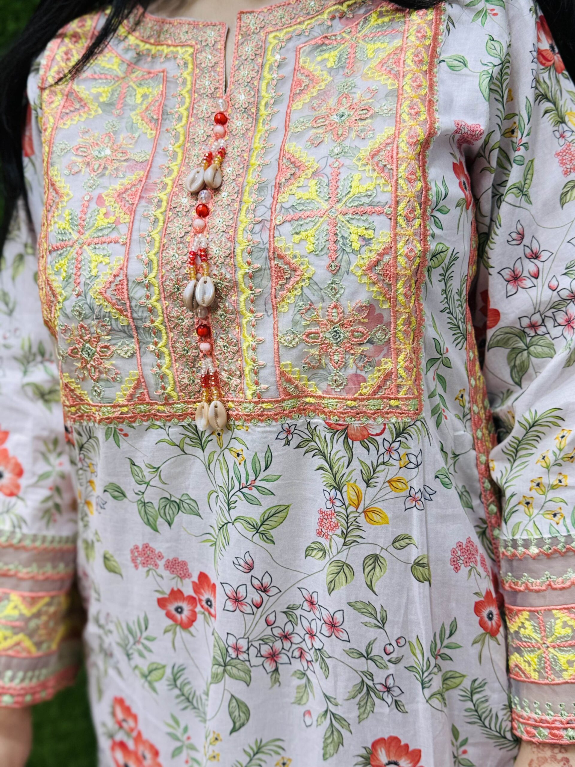 3 PC Embroidery Printed Lawn Fabric - Image 4