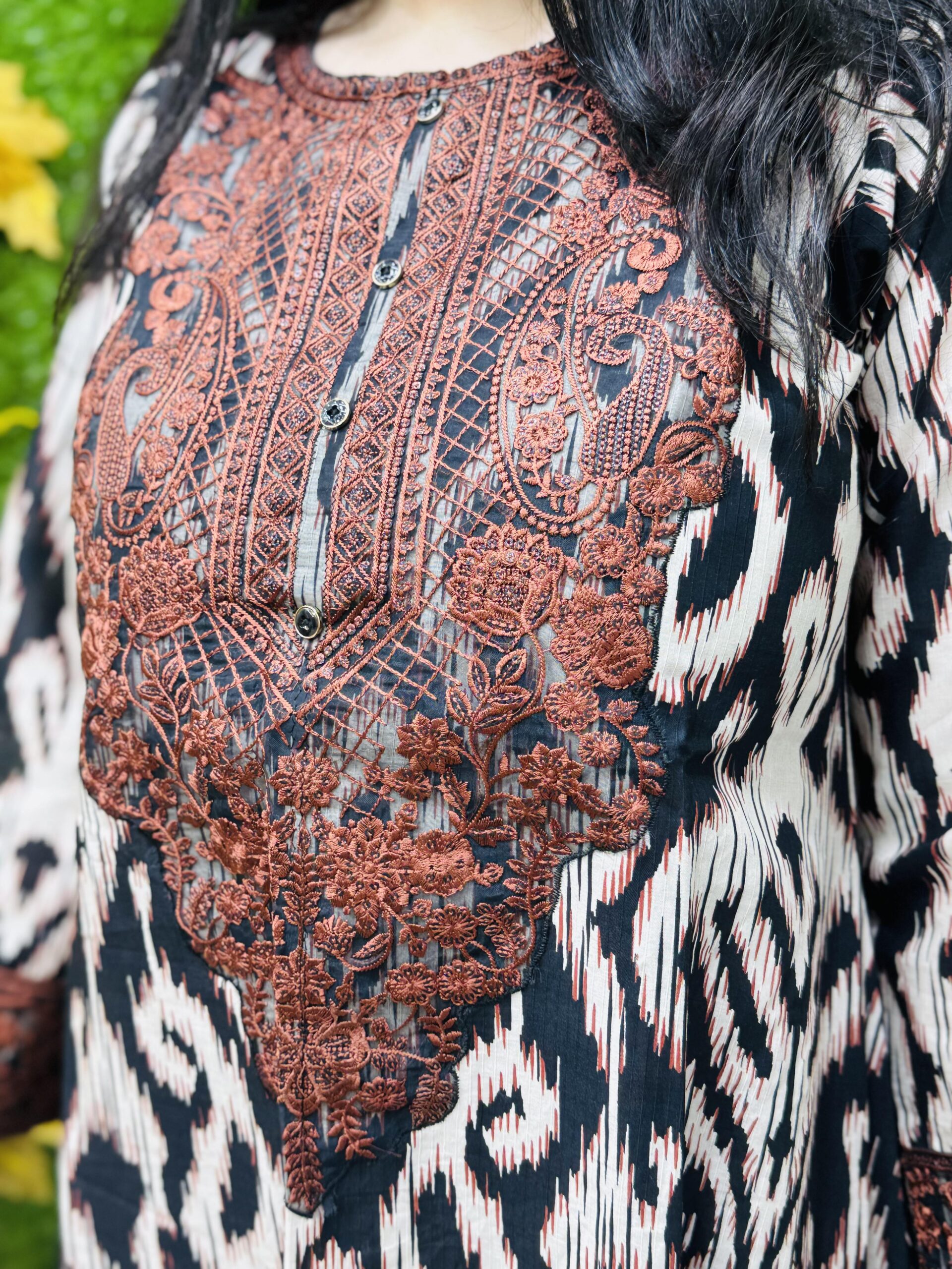 3 PC Embroidery Printed Lawn Fabric - Image 3