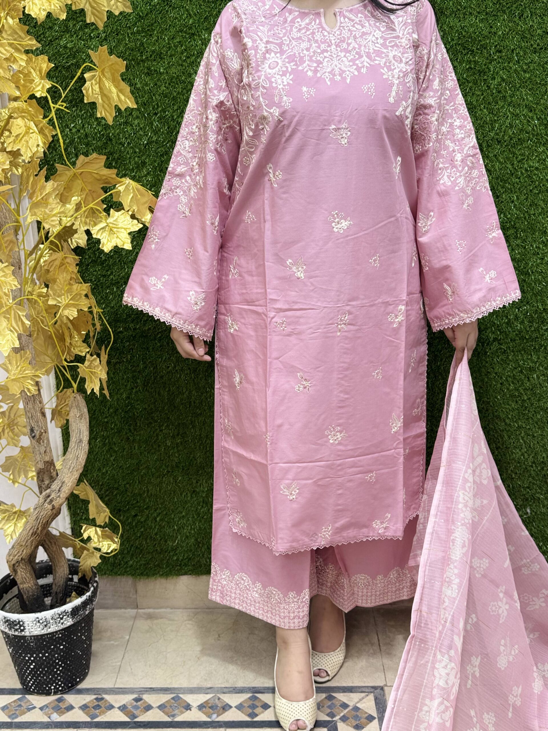 3 Pc Embroidery Lawn Fabric - Image 2