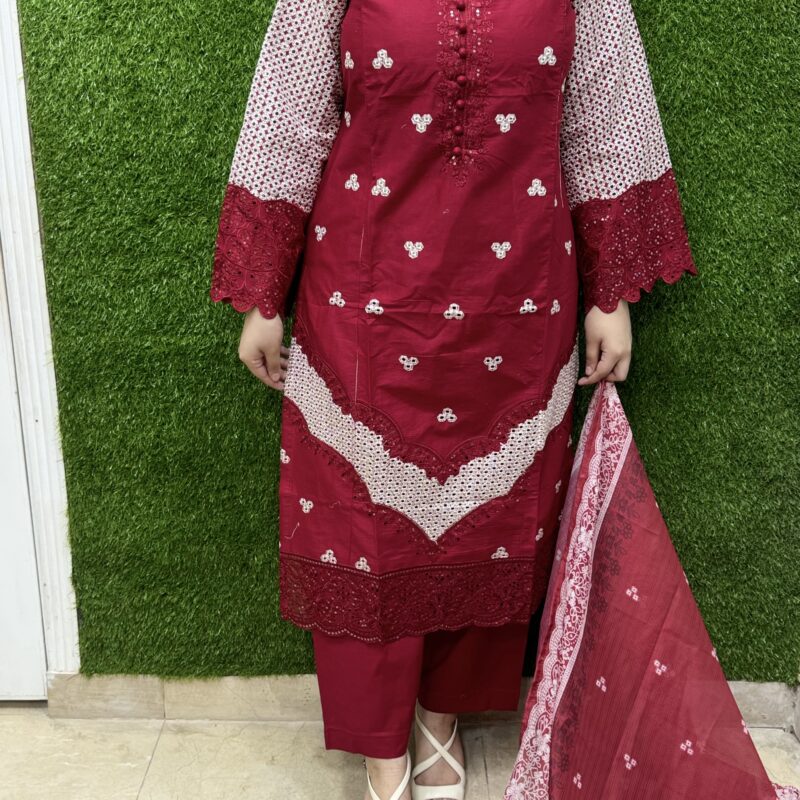 3 Pc Embroidery Lawn Fabric