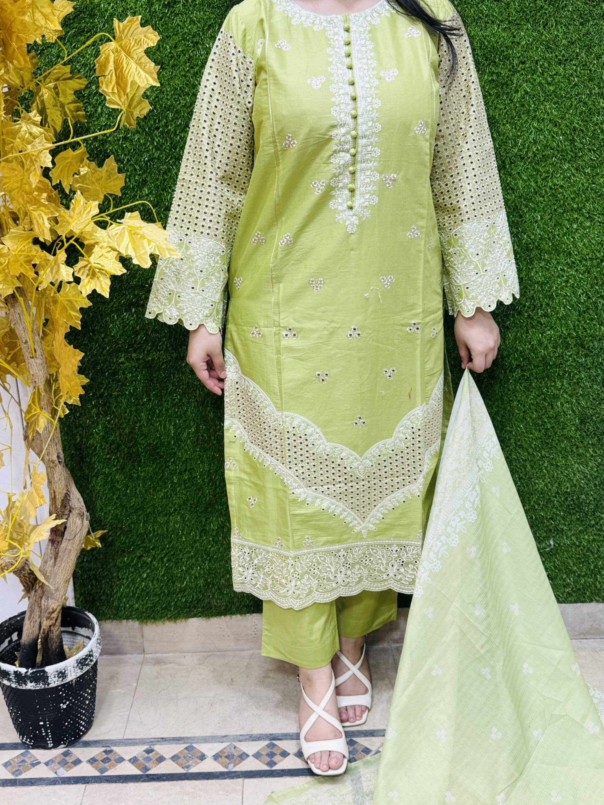 3 Pc Embroidery Lawn Fabric - Image 2